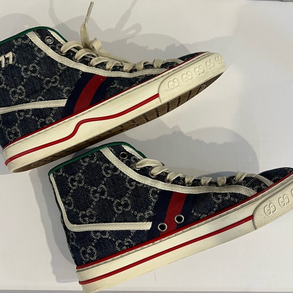 Gucci 1977 Denim High-Tops - Blue, Red, and Green - Picture 6 of 11